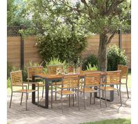 vidaXL Ensemble de salle à manger pour jardin 9 pcs Gris et marron