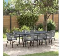 vidaXL Salon de jardin 9 pcs Gris Poly-Rotin