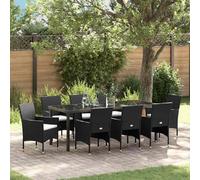 vidaXL Salon de jardin avec coussins 9 pcs noir poly-rotin