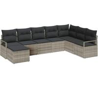 Ensemble de canapés vidaXL avec coussins, 8 pièces, gris clair, rotin synthétique