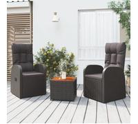 VIDAXL Ensemble de Salon bas de jardin (3 pcs) - ANTI-UV - noir poly rotin et acacia 57x69x106 cm M1772