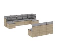 vidaXL Ensemble salon de jardin 10 pièces – Résine tressée avec coussins – Beige