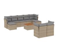 vidaXL Ensemble de salon de jardin 10 pièces avec coussins Beige Poly Rattan