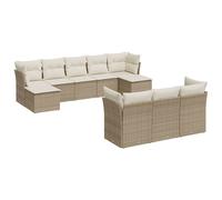 vidaXL Ensemble de salon de jardin modulable 10 pièces résine tressée avec coussins Beige