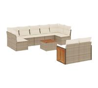 vidaXL Ensemble salon de jardin 10 pièces avec coussins Poly Rattan Beige