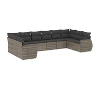 vidaXL Ensemble de salon de jardin 10 pièces avec coussins Gris Poly Rattan