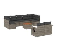 vidaXL Ensemble de salon de jardin 10 pièces avec coussins Gris Poly Rattan