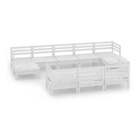 vidaXL Ensemble de salon de jardin 10 pièces blanc pin massif