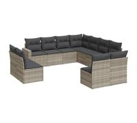 vidaXL Ensemble de salon de jardin 11 pièces avec coussins gris clair Poly rotin