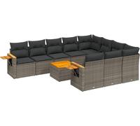 vidaXL Ensemble de salon de jardin modulable 11 pièces avec coussins Gris poly rotin