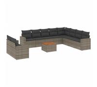 vidaXL Ensemble de salon de jardin 11 pièces avec coussins Gris Poly rotin