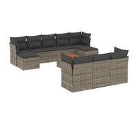 vidaXL Ensemble de salon de jardin 11 pièces avec coussins Gris Poly rotin