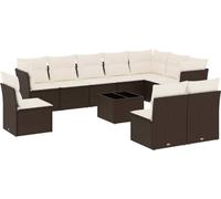 vidaXL Ensemble de salon de jardin 11 pièces avec coussins Marron Poly rotin