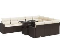 vidaXL Ensemble de salon de jardin 11 pièces avec coussins Marron poly rotin