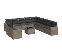 vidaXL Ensemble de salon de jardin 12 pièces avec coussins Gris Poly rotin