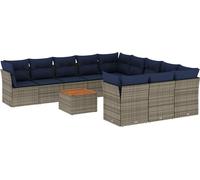 vidaXL Ensemble de salon de jardin 12 pièces avec coussins Gris Poly rotin