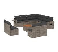 vidaXL Ensemble de salon de jardin 12 pièces avec coussins Gris Poly rotin