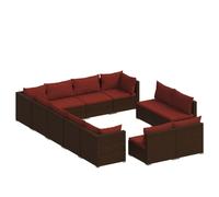 vidaXL Ensemble de salon de jardin 12 pièces avec coussins Marron Poly rotin