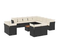 vidaXL Ensemble de salon de jardin 14 pièces avec coussins en poly rotin noir