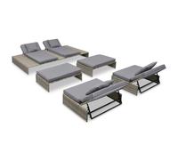 vidaXL Ensemble de salon de jardin 5 pièces Poly Rattan résine tressée coussins gris