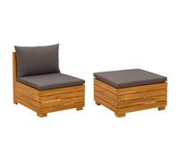 vidaXL Ensemble de salon de jardin 2 Pièce Marron Bois d'Acacia Massif, Salon de Jardin, Mobilier Résistant aux Intempéries, Canapé Acacia, Terrasse Conviviale, Espace Détente
