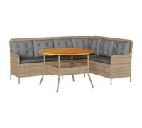 vidaXL Ensemble de salon de jardin 2 pièces avec coussins Beige Poly Rattan