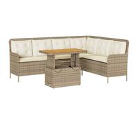 vidaXL Ensemble de salon de jardin 2 pièces avec coussins Beige Poly Rattan