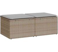 vidaXL Ensemble de salon de jardin 2 pièces avec coussins beige poly rotin Acacia
