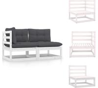 vidaXL Ensemble de salon de jardin 2 pièces avec coussins blanc pin massif - éléments de canapé de jardin
