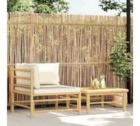 vidaXL Ensemble de salon de jardin 2 pièces avec coussins Crème Blanc Bambou