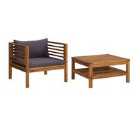 vidaXL Ensemble de salon de jardin 2 pièces avec coussins gris foncé en acacia