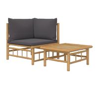 vidaXL Ensemble de salon de jardin 2 pièces avec coussins gris foncé en bambou
