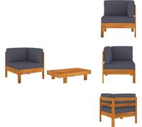 vidaXL Ensemble de salon de jardin 2 pièces avec coussins gris foncé en bois d'acacia - éléments de canapé de jardin