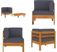vidaXL Ensemble de salon de jardin 2 pièces avec coussins gris foncé en bois d'acacia - Ensemble de salon de jardin - Meubles de jardin - Ensemble de meubles de jardin