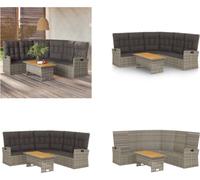 vidaXL Ensemble de salon de jardin 2 pièces avec coussins Gris Poly Rattan - Ensemble de salon de jardin - Ensemble de salon - Meubles de jardin