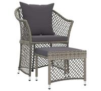 vidaXL Ensemble de salon de jardin 2 pièces avec coussins Gris Poly rotin
