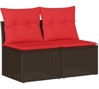 vidaXL Ensemble de salon de jardin 2 pièces avec coussins Marron Poly rotin Acacia