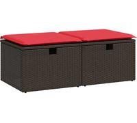vidaXL Ensemble de salon de jardin 2 pièces avec coussins Marron Poly rotin Acacia