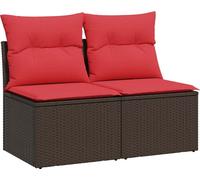 vidaXL Ensemble de salon de jardin 2 pièces avec coussins Marron Poly rotin Acacia