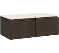 vidaXL Ensemble de salon de jardin 2 pièces – Résine tressée Acacia avec coussins Marron