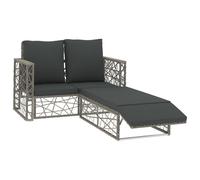 vidaXL Salon de jardin 2 pcs avec coussins Résine tressée Gris 46812