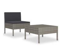vidaXL Ensemble de salon de jardin 2 pièces avec coussins Poly Rattan Gris