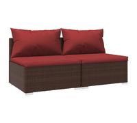 vidaXL Ensemble de salon de jardin 2 pièces avec coussins Poly rotin brun