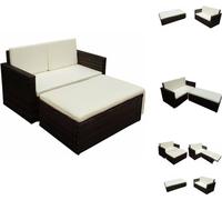 vidaXL Ensemble de salon de jardin 2 pièces avec coussins Poly rotin brun - Ensemble de meubles de jardin