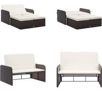vidaXL Ensemble de salon de jardin 2 pièces avec coussins Poly rotin brun - Garniture de jardin - Garniture de jardin - Canapé de jardin - Canapés de jardin
