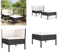 vidaXL Ensemble de salon de jardin 2 pièces avec coussins Poly rotin noir - Ensemble de meubles de jardin - Ensemble de jardin - Garniture de jardin