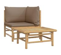 vidaXL Ensemble de salon de jardin 2 pièces avec coussins taupe en bambou