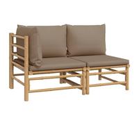 vidaXL Ensemble de salon de jardin 2 pièces avec coussins taupe en bambou