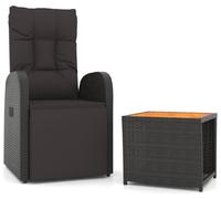 vidaXL Ensemble de salon de jardin 2 pièces 3157651 – poly rotin noir, acacia massif