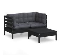 vidaXL Ensemble de salon de jardin 3 pièces avec coussins anthracite en pin